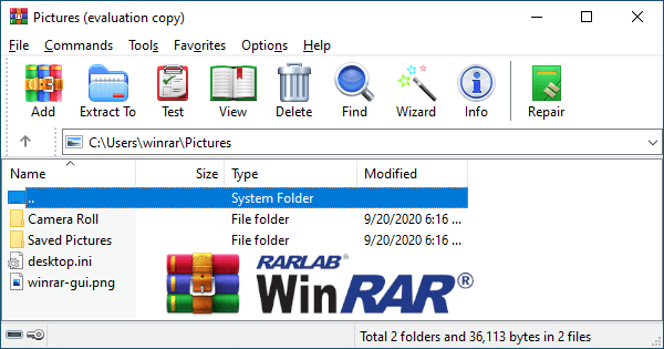 WinRAR screenshot 1